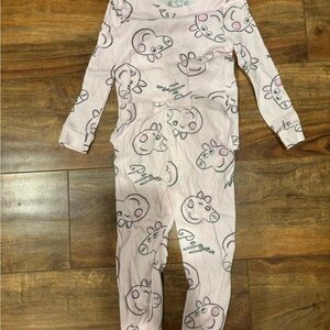 Pink Pajama Set with Cartoon Print
